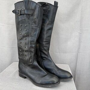 Area Forte Vintage Black Genuine Leather Strap riding boots sz 40 Italy